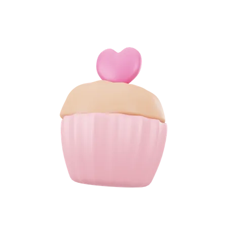 3 D Pink Cupcake Love Illustration Icon Object 3D Icon