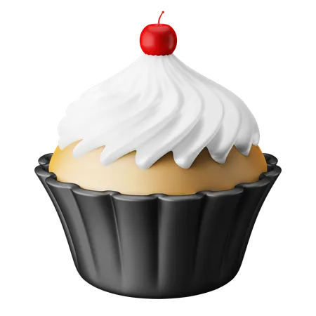Cupcake Muffin With Cherry Western Dessert 3 D Icon Illustration 3D Icon