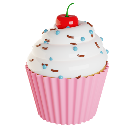 Cupcake With Cherry 3D Illustration