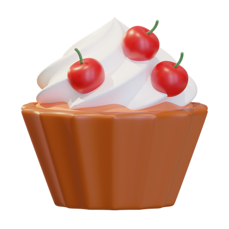 Cupcake With Cherry 3D Icon