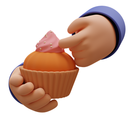 Cupcake With Hand  3D Icon