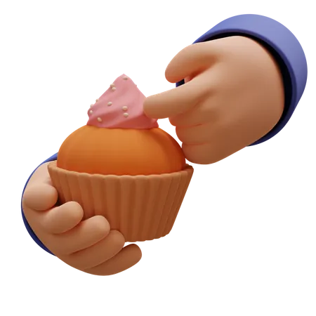 Cupcake With Hand  3D Icon