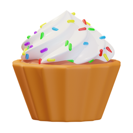 Cupcake With Sprinkles 3D Icon