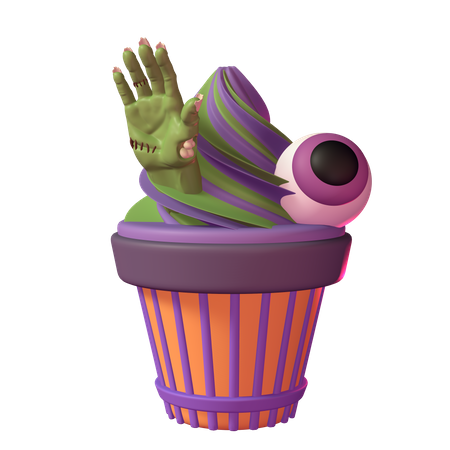 Cupcake zombie de halloween  3D Icon