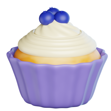 カップケーキ ブルーベリー  3D Icon