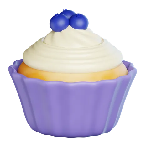 カップケーキ ブルーベリー  3D Icon