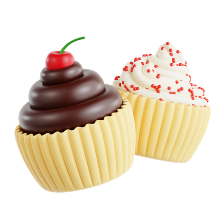 Cupcakes Chocolate And Vanilla Frosting  3D Icon