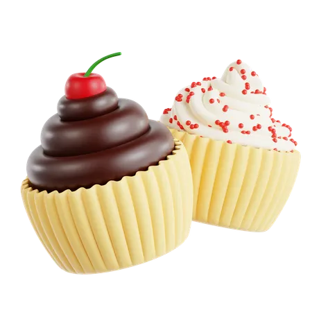 Cupcakes Chocolate And Vanilla Frosting  3D Icon