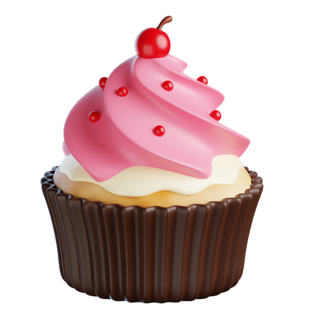 Cupcakes De Cereza Y Chocolate Blanco  3D Icon