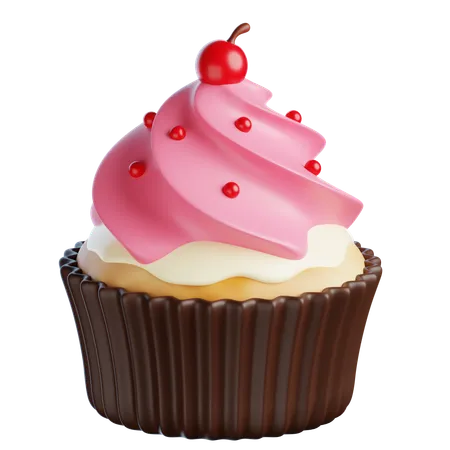 Cupcakes De Cereza Y Chocolate Blanco  3D Icon