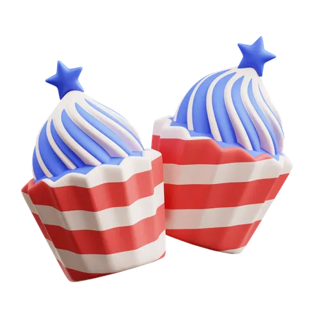 Cupcakes du Jour de l'Indépendance  3D Icon