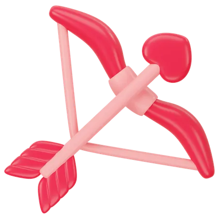 Cupid Bow With Heart Love Arrow 3 D Icon Rendering 3D Icon