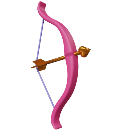 Cupids Bow 3 D Icon A Bow With An Arrow And A Heart Love Minimalistic Clay Style Isolated Object On Transparent Background 3D Icon