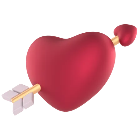 Red Heart With Golden Arrow 3D Icon