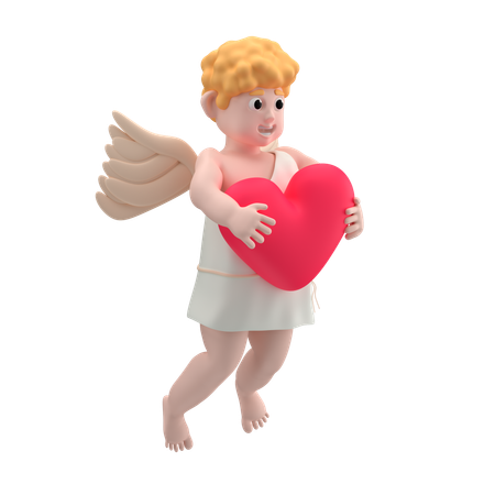 Cupid Boy With Heart  3D Icon
