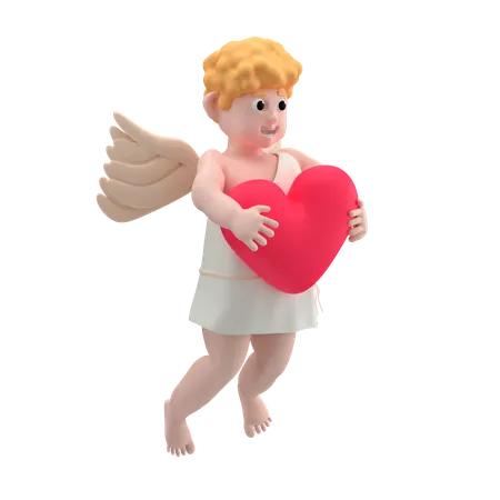 Cupid Boy With Heart  3D Icon