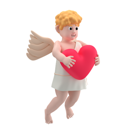 Cupid Boy With Heart  3D Icon