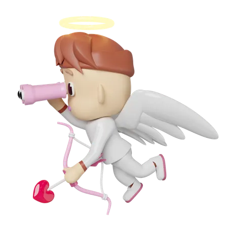 Cupid Flying  3D Illustration