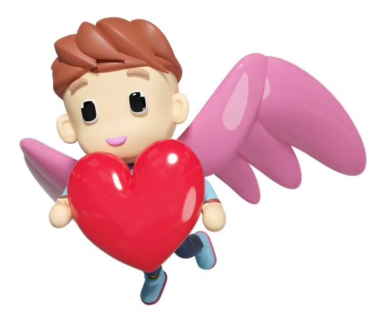 Cupid Flying  3D Illustration