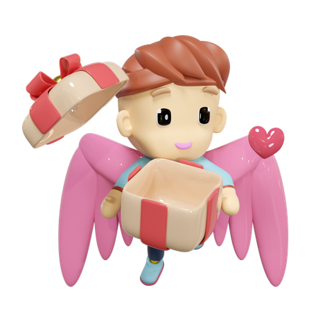 Cupid Flying  3D Illustration