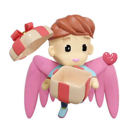 Cupid Flying  3D Illustration