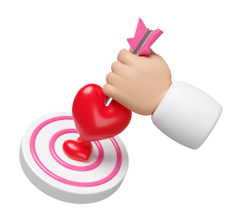 Cupid hand holding heart arrow  3D Icon