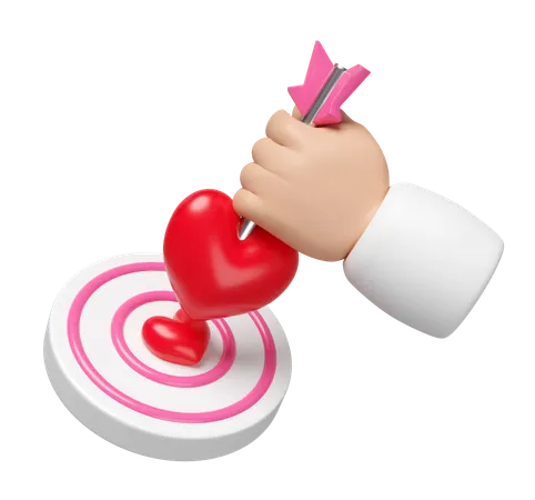 Cupid hand holding heart arrow  3D Icon