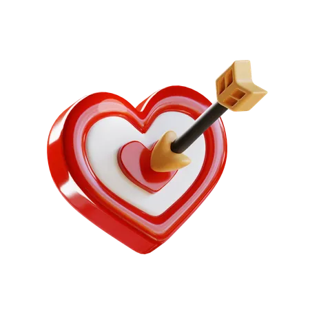 3 D Render Valentines Day Heart Arrow Target 3D Icon