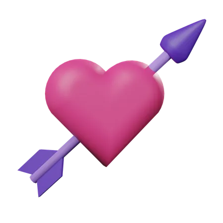 Heart With Arrow Minimalistic Clay Style Isolated 3 D Render 3D Icon