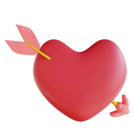3 D Illustration Love Arrow In Heart 3D Icon