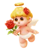 Cupid Holding Rose