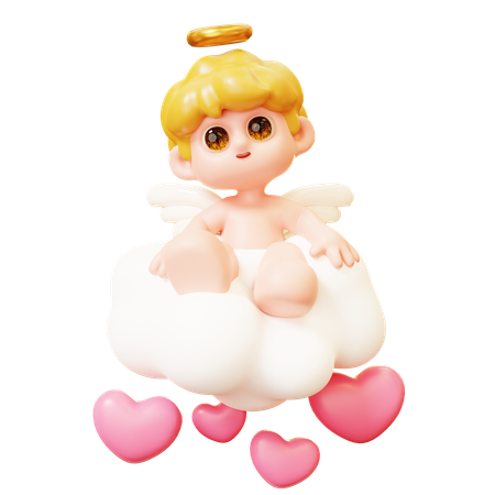 Cupid On Love Cloud  3D Icon