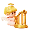 Cupid Playing Harp