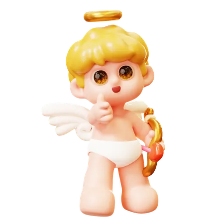 3 D Cute Cartoon Funny Cupid Pointing You With His Archer Little Angels Or Amur Cute Little Kids With Heart Wings Happy Valentines Day Love And Romantic Concept 3D Icon