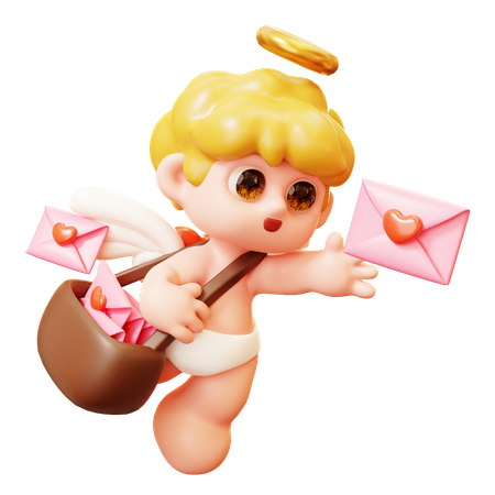 Cupid Sending Love Letter  3D Icon