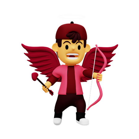 Cupid with bow and arrow  3D Icon
