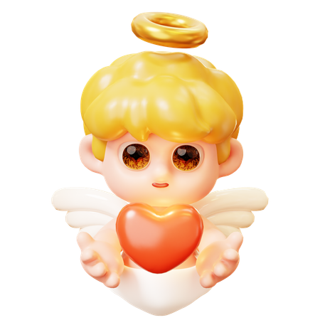 Cupid With Heart  3D Icon