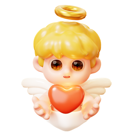 Cupido com coração  3D Icon