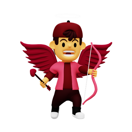 Cupido con arco y flecha  3D Illustration