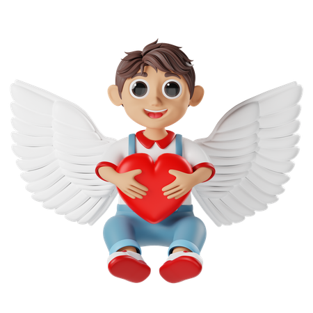 Personaje en 3D del niño Cupido de San Valentín  3D Illustration