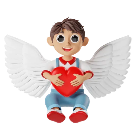 Personaje en 3D del niño Cupido de San Valentín  3D Illustration