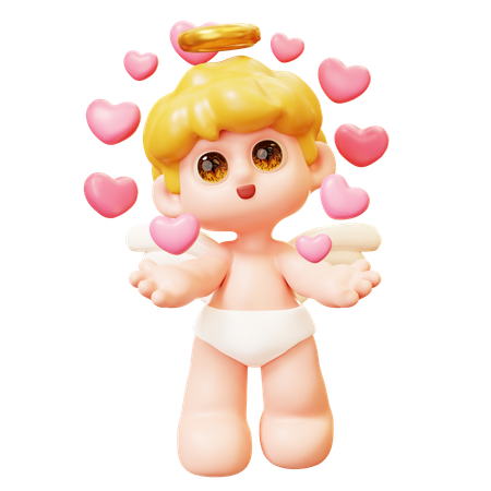 Cupido difundiendo amor  3D Icon