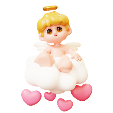 Cupido en la nube de amor  3D Icon