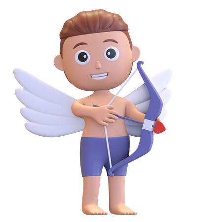 Cupido sosteniendo arco  3D Illustration