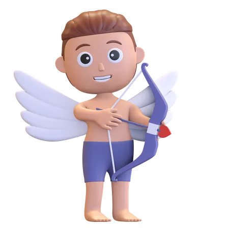 Cupido sosteniendo arco  3D Illustration