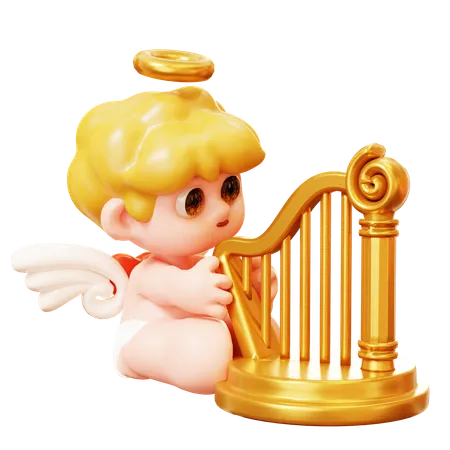 Cupido tocando el arpa  3D Icon
