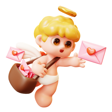 Cupidon envoie une lettre d'amour  3D Icon