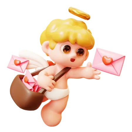 Cupidon envoie une lettre d'amour  3D Icon