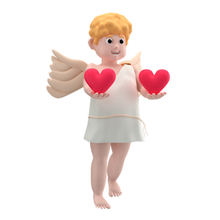 Garçon Cupidon avec cœur  3D Icon