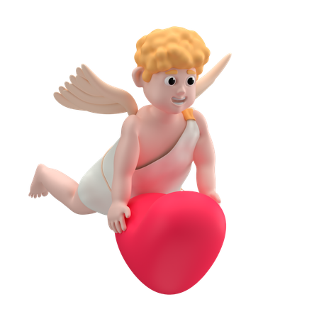 Garçon Cupidon portant un cœur  3D Icon